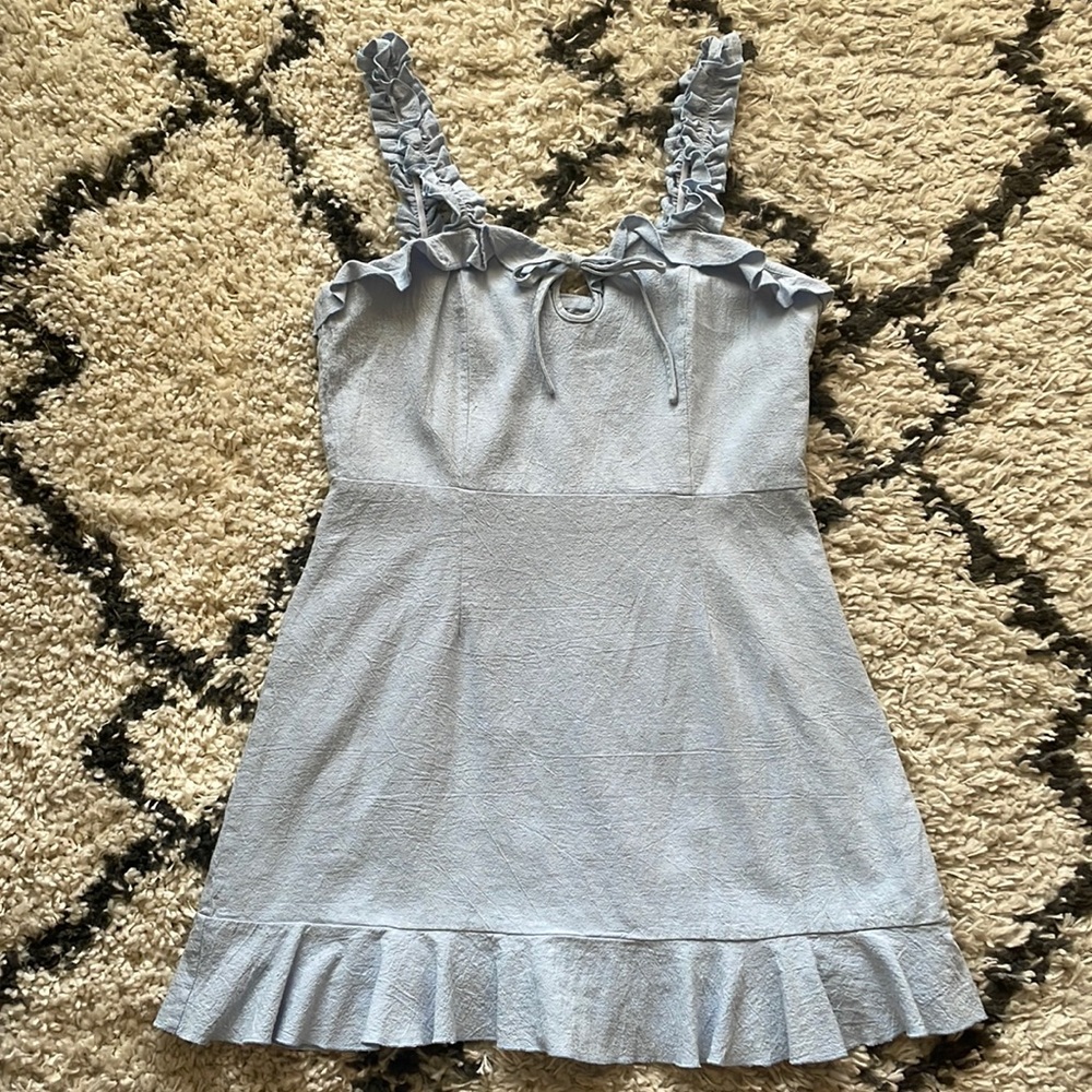 Light Blue Dress with Ruched Straps